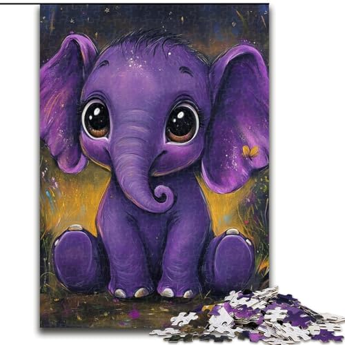 Puzzle für Teenager, 1000-teiliges Puzzle, lila Elefant, Quizspiel, Wanddekoration, einzigartige Geburtstags (Größe 26x38cm) von LiJianXXR