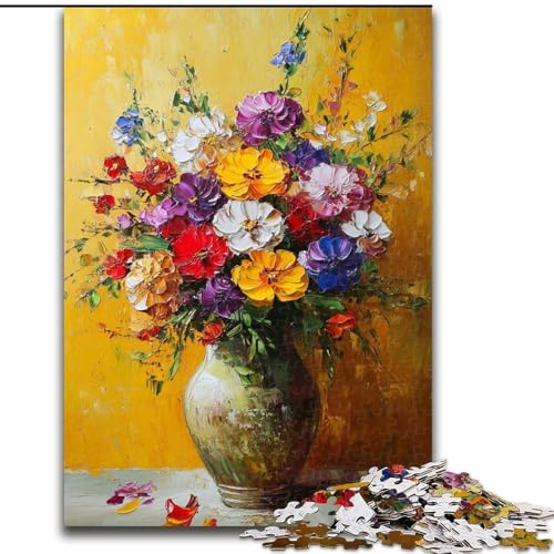 Puzzle für Teenager, 1000-teiliges Puzzle Blumen in der Vase, Quizspiel, Wanddekoration, einzigartige Geburtstags (Größe 26x38cm) von LiJianXXR