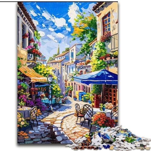Puzzle für Teenager, 1000-teiliges Puzzle Mediterrane Stadtlandschaft, Quizspiel, Wanddekoration, einzigartige Geburtstags (Größe 26x38cm) von LiJianXXR