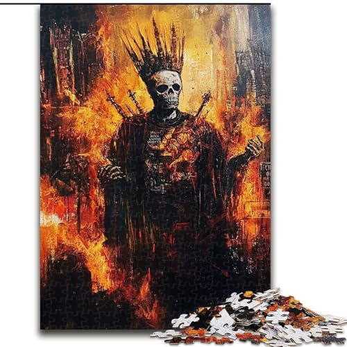 Puzzle für Teenager, 1000-teiliges Puzzle Skeleton King im Basquiat-Stil, Quizspiel, Wanddekoration, einzigartige Geburtstags (Größe 26x38cm) von LiJianXXR