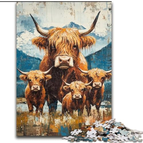 Puzzle für Teenager, 1000-teiliges Puzzle Yak-Familie, Quizspiel, Wanddekoration, einzigartige Geburtstags (Größe 26x38cm) von LiJianXXR