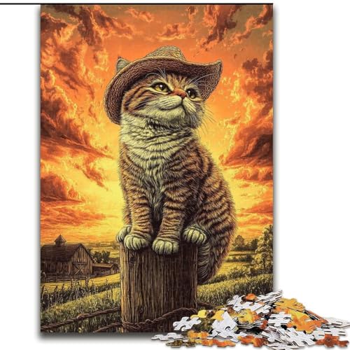 Puzzle für Teenager, Bauernhofkatze, für Kinder ab 14 Jahren, Heimdekoration als Geschenk für die ganze Familie und Freunde (Größe 26x38cm) von LiJianXXR