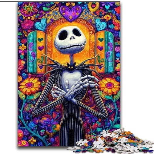 Puzzle für Teenager, Blumen und Totenköpfe, für Kinder ab 14 Jahren, Heimdekoration als Geschenk für die ganze Familie und Freunde (Größe 26x38cm) von LiJianXXR