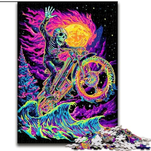 Puzzle für Teenager, Skelett-Fahrrad, für Kinder ab 14 Jahren, Heimdekoration als Geschenk für die ganze Familie und Freunde (Größe 50x75cm) von LiJianXXR