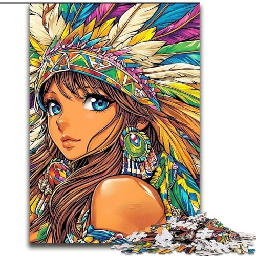 Puzzle für Teenager, indische Prinzessin, für Kinder ab 14 Jahren, Heimdekoration als Geschenk für die ganze Familie und Freunde (Größe 50x75cm) von LiJianXXR