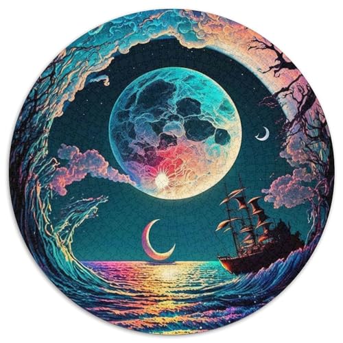 Puzzle mit 1000 Teilen, Bunte Wellen, rundes 1000-teiliges Puzzle, Denksportaufgabe, Teenager und Heimdekoration, 67,5 x 67,5 cm Puzzle mit 1000 Teilen, Bunte Wellen, rundes 1000-teiliges Puzzle, Denksportaufgabe, Teenager und Heimdekoration, 67,5 x 67,5 cm von LiJianXXR