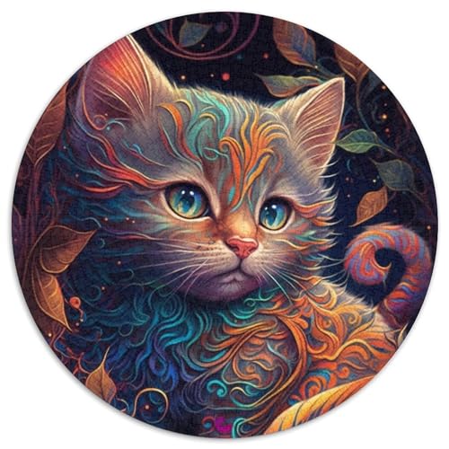 Puzzle mit 1000 Teilen, Farbkatze, rundes 1000-teiliges Puzzle, Denksportaufgabe, Teenager und Heimdekoration, 67,5 x 67,5 cm Puzzle mit 1000 Teilen, Farbkatze, rundes 1000-teiliges Puzzle, Denksportaufgabe, Teenager und Heimdekoration, 67,5 x 67,5 cm von LiJianXXR