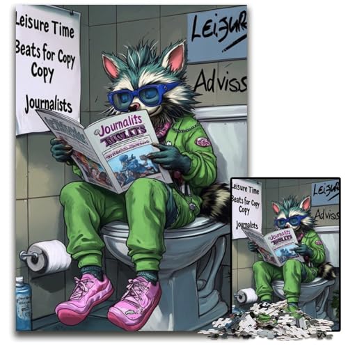 Puzzle mit 1000 Teilen für Erwachsene, „Raccoon Go Toilet“, Papppuzzle für Erwachsene, perfekt für Teenager und Sammler, ideale Heimdekoration und Reisegeschenk, 26x38cm/10,23x14,96 Zoll Puzzle mit 1000 Teilen für Erwachsene, „Raccoon Go Toilet“, Papppuzzle für Erwachsene, perfekt für Teenager und Sammler, ideale Heimdekoration und Reisegeschenk, 26x38cm/10,23x14,96 Zoll von LiJianXXR