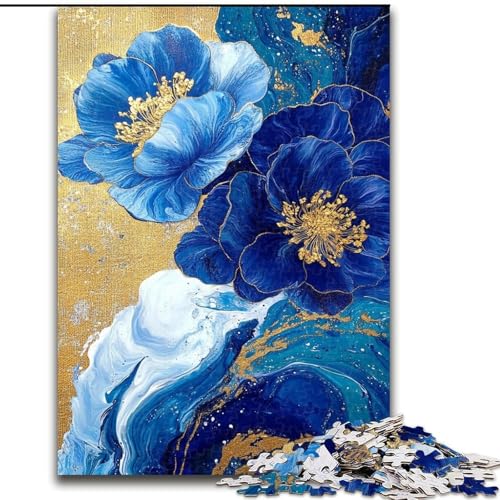 Puzzle mit 1000 Teilen für Erwachsene, Blumenkunst in Lila und Blaugrün, Elefantenspielzeug, Denkspiel, Geburtstagsgeschenk, Geschenke, Wandkunst für Kinder ab 14 Jahren (Größe 26x38cm) von LiJianXXR