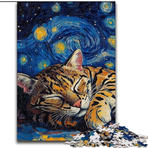 Puzzle mit 1000 Teilen für Erwachsene, Ozelot-Nachthimmel-Puzzle aus Karton, perfekt für Teenager und Sammler, ideale Heimdekoration und Reisegeschenk, 1000 Teile(26x38cm) von LiJianXXR