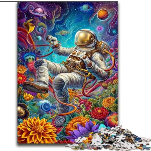 Puzzle mit 1000 Teilen für Erwachsene, Psychedelischer Rauchastronaut, Stressabbau mit vollständig ineinandergreifenden, zufällig geformten Teilen für Kinder ab 14 Jahren (Größe 50x75cm) von LiJianXXR