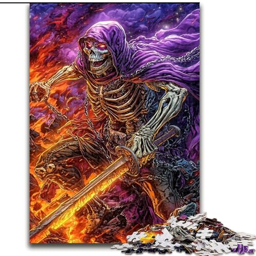 Puzzle mit 1000 Teilen für Erwachsene, Skelettkrieger, geeignet für Kinder ab 14 Jahren, Wohndeko-Angebot als Geschenk für die ganze Familie (Größe 50x75cm) von LiJianXXR