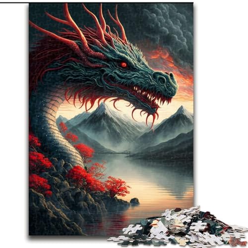 Puzzle mit 1000 Teilen für Erwachsene, asiatisches Drachenpuzzle aus Holz, anspruchsvolles Denkspiel für Teenager, perfekt als Heimdekoration oder Geschenk, 1000 Stück(50x75cm) von LiJianXXR