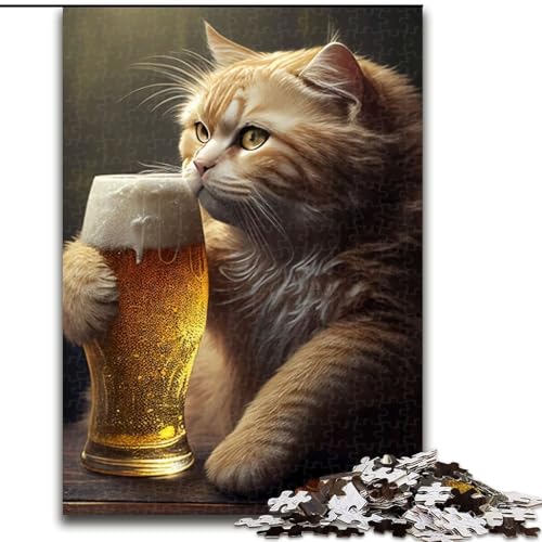 Puzzle mit 1000 Teilen für Erwachsene, lustiges Katzenbier-Puzzle aus Karton, Denkspiel für Teenager, 1000 Teile(26x38cm) von LiJianXXR