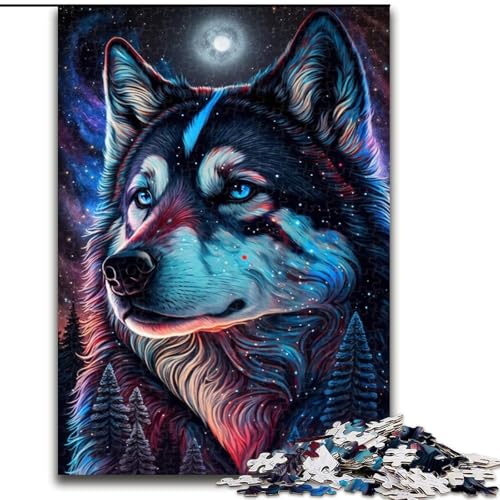 Puzzle mit 1000 Teilen für Erwachsene, magisches Husky-Puzzle aus Holz, anspruchsvolles Denkspiel für Teenager, perfekt als Heimdekoration oder Geschenk, 1000 Stück(50x75cm) von LiJianXXR