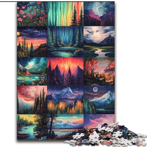 Puzzle mit 1000 Teilen für Teenager, Aurora-Collage, Elefantenspielzeug, Denkspiel, Geburtstagsgeschenk, Geschenke, Wandkunst für Kinder ab 14 Jahren (Größe 50x75cm) von LiJianXXR