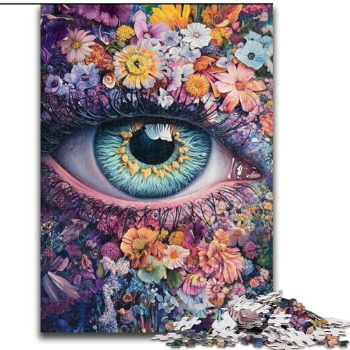 Puzzle mit 1000 Teilen für Teenager, Blumenaugen, Elefantenspielzeug, Denkspiel, Geburtstagsgeschenk, Geschenke, Wandkunst für Kinder ab 14 Jahren (Größe 26x38cm) von LiJianXXR