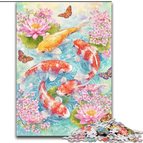 Puzzle mit 1000 Teilen für Teenager, Blumenkoi, Elefantenspielzeug, Denkspiel, Geburtstagsgeschenk, Geschenke, Wandkunst für Kinder ab 14 Jahren (Größe 50x75cm) von LiJianXXR