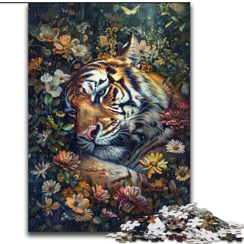 Puzzle mit 1000 Teilen für Teenager, Blumentiger, Elefantenspielzeug, Denkspiel, Geburtstagsgeschenk, Geschenke, Wandkunst für Kinder ab 14 Jahren (Größe 26x38cm) von LiJianXXR