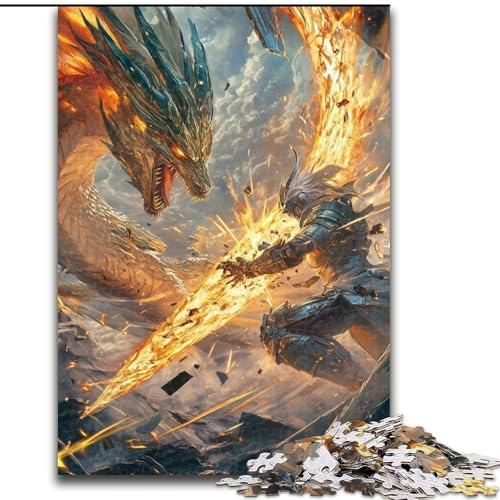 Puzzle mit 1000 Teilen für Teenager, Drache und Krieger, Elefantenspielzeug, Denkspiel, Geburtstagsgeschenk, Geschenke, Wandkunst für Kinder ab 14 Jahren (Größe 50x75cm) von LiJianXXR