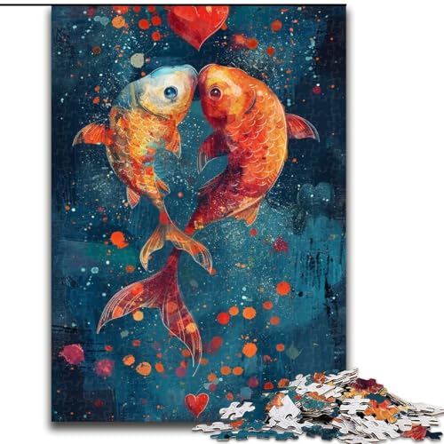 Puzzle mit 1000 Teilen für Teenager, Koi-Paar, Elefantenspielzeug, Denkspiel, Geburtstagsgeschenk, Geschenke, Wandkunst für Kinder ab 14 Jahren (Größe 50x75cm) von LiJianXXR
