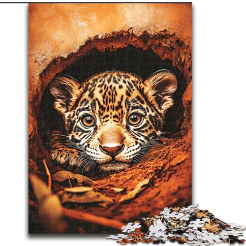 Puzzle mit 1000 Teilen für Teenager, Leopard in der Höhle, Elefantenspielzeug, Denkspiel, Geburtstagsgeschenk, Geschenke, Wandkunst für Kinder ab 14 Jahren (Größe 50x75cm) von LiJianXXR