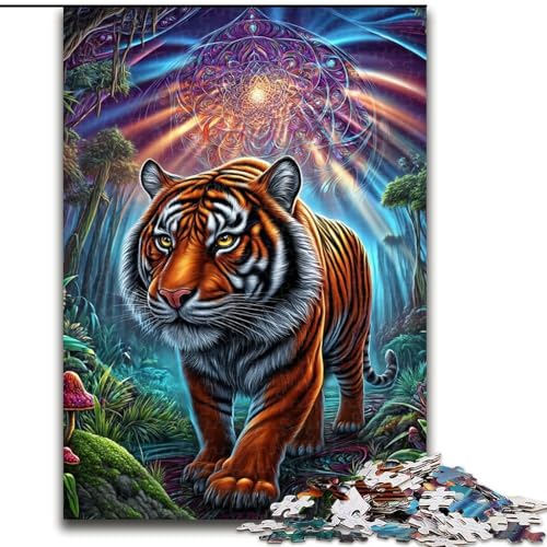 Puzzle mit 1000 Teilen für Teenager, Tier-Tiger-Kunst, Elefantenspielzeug, Denkspiel, Geburtstagsgeschenk, Geschenke, Wandkunst für Kinder ab 14 Jahren (Größe 26x38cm) von LiJianXXR