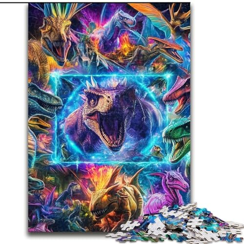 Puzzles für Erwachsene und Jugendliche, 1000 Teile, Dinosaurier-Collage, Lernspiele, Heimdekoration, geeignet für die Schreibtischdekoration (Größe 26x38cm) von LiJianXXR