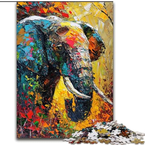 Puzzles für Erwachsene und Jugendliche, Graffiti-Elefant, für Kinder ab 14 Jahren, Lernspiel, Herausforderung, Spielzeug, Geschenk zum Geburtstag (Größe 26x38cm) von LiJianXXR