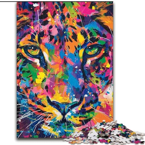 Puzzles für Erwachsene und Jugendliche, Puzzle, Leoparden-Ölgemälde, Quizspiel, stärkt die Liebe zwischen Paaren für Kinder ab 14 Jahren (Größe 26x38cm) von LiJianXXR