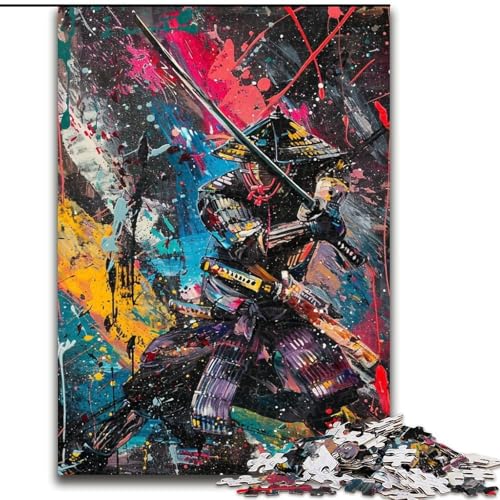 Puzzles für Erwachsene und Jugendliche, Puzzle, Ninja-Samurai-Ölgemälde, Quizspiel, stärkt die Liebe zwischen Paaren für Kinder ab 14 Jahren (Größe 26x38cm) von LiJianXXR