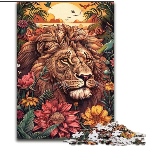 Puzzles für Erwachsene und Jugendliche, Puzzle Blumenlöwe, Quizspiel zur Stärkung der Liebe zwischen Paaren für Kinder ab 14 Jahren (Größe 26x38cm) von LiJianXXR