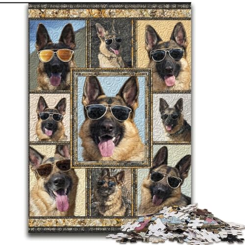 Puzzles für Erwachsene und Jugendliche, Puzzle-Collage mit deutschem Schäferhund, Quizspiel zur Stärkung der Liebe zwischen Paaren für Kinder ab 14 Jahren (Größe 50x75cm) von LiJianXXR
