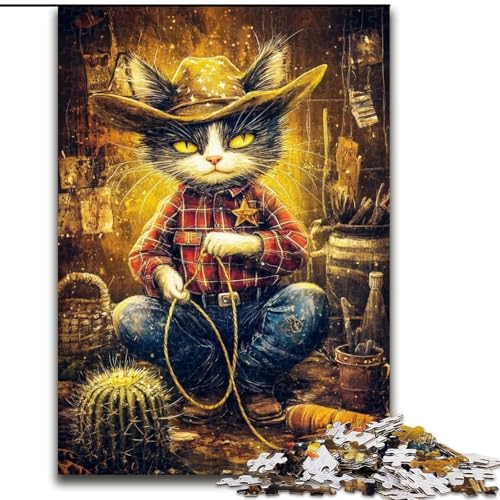 Puzzles für Erwachsene und Jugendliche, Puzzle Cowboy Cat, Quizspiel zur Stärkung der Liebe zwischen Paaren für Kinder ab 14 Jahren (Größe 26x38cm) von LiJianXXR