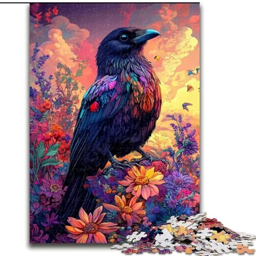Puzzles für Erwachsene und Jugendliche, Puzzle Krähen und Blumen, Quizspiel zur Stärkung der Liebe zwischen Paaren für Kinder ab 14 Jahren (Größe 26x38cm) von LiJianXXR