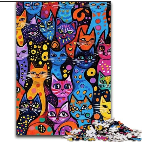 Puzzles für Erwachsene und Jugendliche, Puzzle-Kunst, Katze, Quizspiel, stärkt die Liebe zwischen Paaren für Kinder ab 14 Jahren (Größe 26x38cm) von LiJianXXR