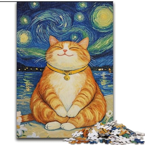 Puzzles für Erwachsene und Jugendliche, Puzzle Meditierende Katze, Quizspiel zur Stärkung der Liebe zwischen Paaren für Kinder ab 14 Jahren (Größe 50x75cm) von LiJianXXR