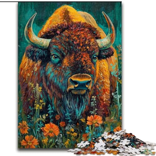 Puzzles für Erwachsene und Jugendliche, Puzzle Mohn-Bison, lustige Familienspiele, ganze Familie (Größe 50x75cm) von LiJianXXR