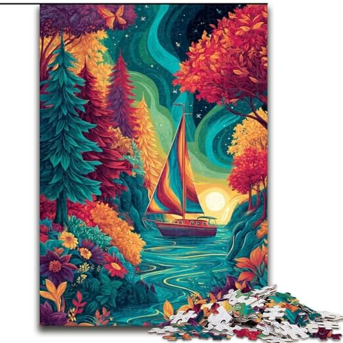 Puzzles für Erwachsene und Jugendliche, Puzzle Psychedelisches Boot, Quizspiel zur Stärkung der Liebe zwischen Paaren für Kinder ab 14 Jahren (Größe 26x38cm) von LiJianXXR