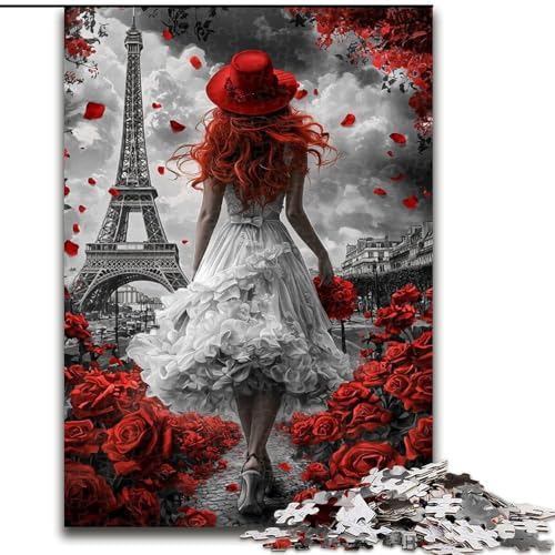 Puzzles für Erwachsene und Jugendliche, Puzzle Rose Eiffel, Quizspiel zur Stärkung der Liebe zwischen Paaren für Kinder ab 14 Jahren (Größe 50x75cm) von LiJianXXR