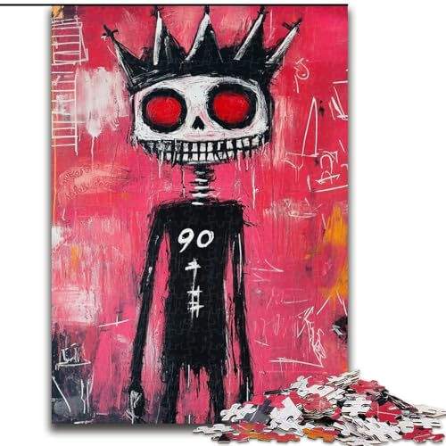 Puzzles für Erwachsene und Jugendliche, Puzzle Skelettkönig im Basquiat-Stil, für Kinder ab 14 Jahren, Lernspiel, Herausforderung, Spielzeug, Geschenk zum Geburtstag (Größe 26x38cm) von LiJianXXR