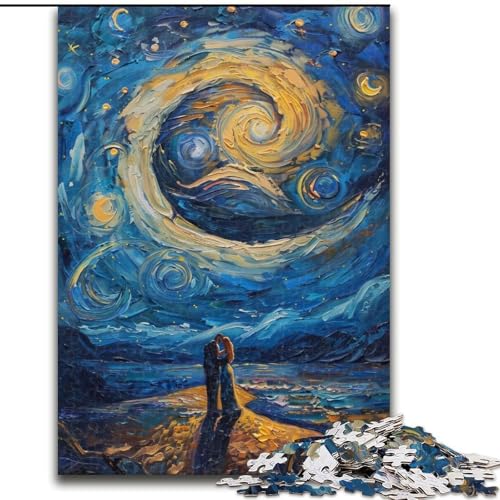 Puzzles für Erwachsene und Jugendliche, Puzzle Van Gogh Nachthimmel, Quizspiel zur Stärkung der Liebe zwischen Paaren für Kinder ab 14 Jahren (Größe 26x38cm) von LiJianXXR
