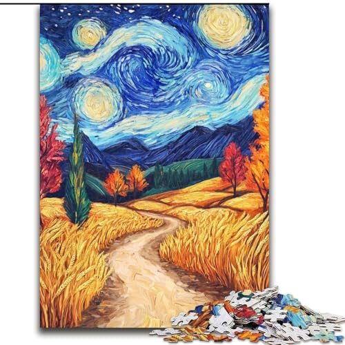 Puzzles für Erwachsene und Jugendliche, Puzzle Van Gogh Nachthimmel, Quizspiel zur Stärkung der Liebe zwischen Paaren für Kinder ab 14 Jahren (Größe 26x38cm) von LiJianXXR