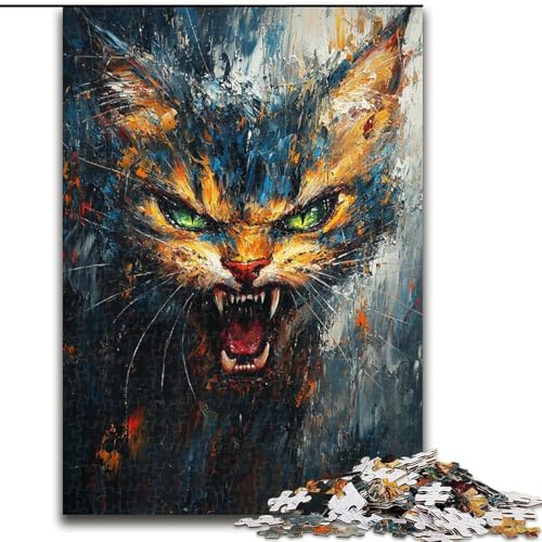 Puzzles für Erwachsene und Jugendliche, Puzzle Wütende Katze, für Kinder ab 14 Jahren, Lernspiel, Herausforderung, Spielzeug, Geschenk zum Geburtstag (Größe 50x75cm) von LiJianXXR