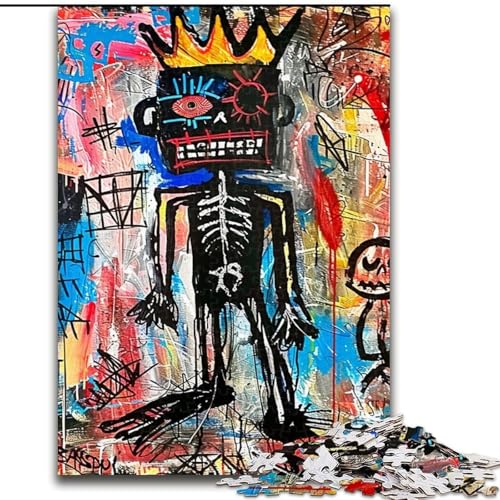 Puzzles für Erwachsene und Jugendliche, Puzzle mit Totenkopfkrone im Basquiat-Stil, für Kinder ab 14 Jahren, Lernspiel, Herausforderung, Spielzeug, Geschenk zum Geburtstag (Größe 50x75cm) von LiJianXXR
