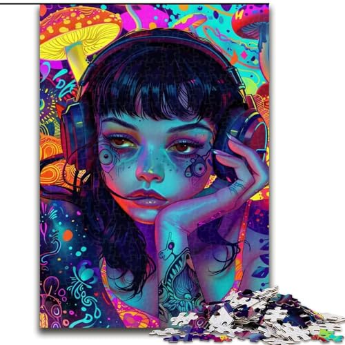 Puzzles für Erwachsene und Teenager, Puzzle Anime Psychedelic Girl, Quizspiel zur Stärkung der Liebe zwischen Paaren für Kinder ab 14 Jahren (Größe 26x38cm) von LiJianXXR