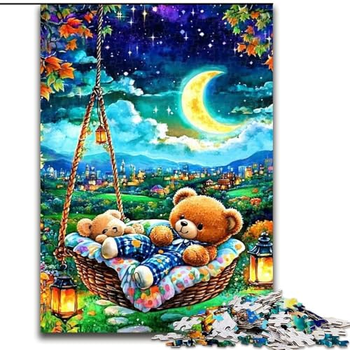 Puzzles für Erwachsene und Teenager, Puzzle Schlafender Teddybär, Quizspiel zur Stärkung der Liebe zwischen Paaren für Kinder ab 14 Jahren (Größe 26x38cm) von LiJianXXR