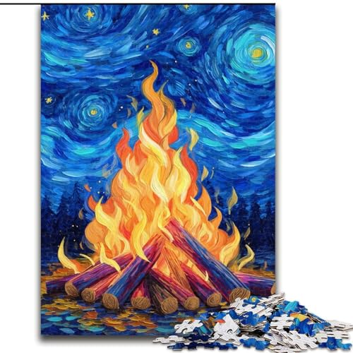 Puzzles für Erwachsene und Teenager, Puzzle Sternenhimmel, Lagerfeuer, Quizspiel zur Stärkung der Liebe zwischen Paaren für Kinder ab 14 Jahren (Größe 26x38cm) von LiJianXXR