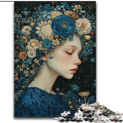 Puzzles für Teenager, 1000 schöne Mädchen mit Blumen, Lernspiele, Heimdekoration, geeignet für die Schreibtischdekoration (Größe 26x38cm) von LiJianXXR