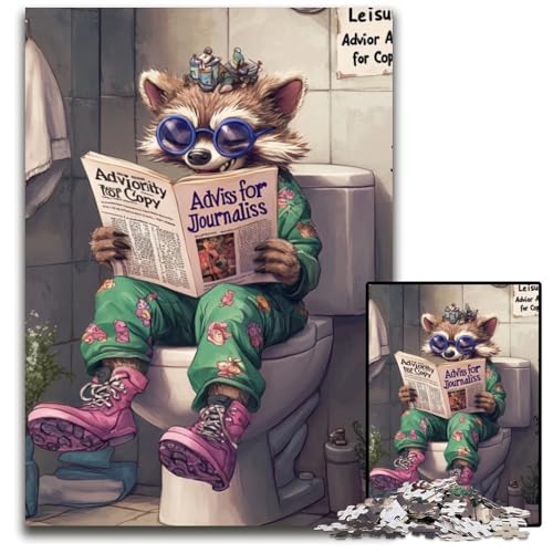 Raccoon Go Toilet Puzzle für Erwachsene, 1000 Teile, Papppuzzle für Erwachsene, perfektes DIY-Kunstdekor oder Geburtstagsgeschenk, 26x38cm/10,23x14,96 Zoll Raccoon Go Toilet Puzzle für Erwachsene, 1000 Teile, Papppuzzle für Erwachsene, perfektes DIY-Kunstdekor oder Geburtstagsgeschenk, 26x38cm/10,23x14,96 Zoll von LiJianXXR